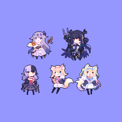 shiori novella, nerissa ravencroft, fuwawa abyssgard, mococo abyssgard, koseki bijou, and 1 more (hololive and 1 more) drawn by kumao_munekata