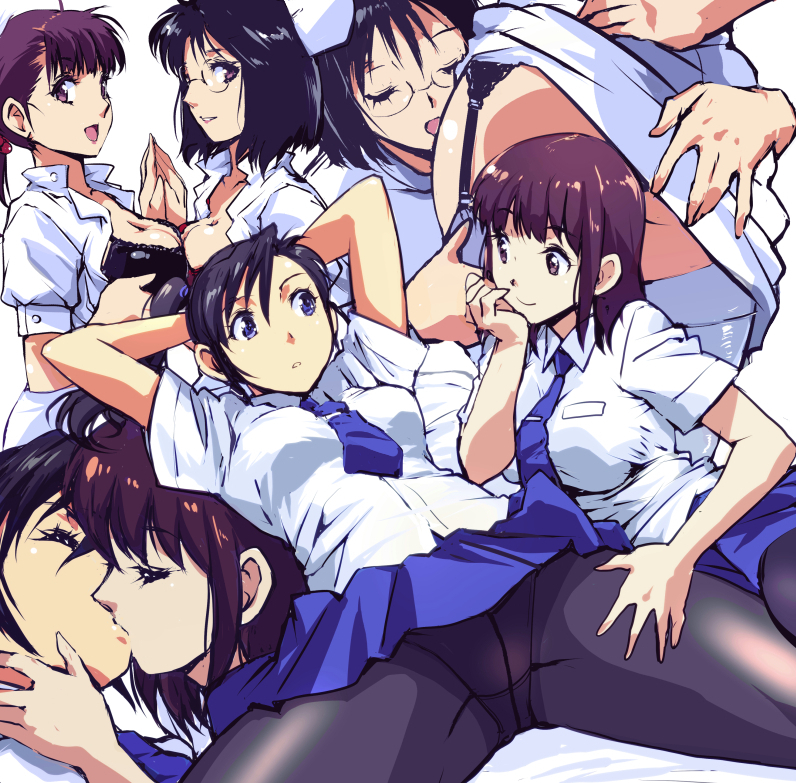 headband girl, twintails nurse, and black haired nurse (original) drawn by kamisimo_90
