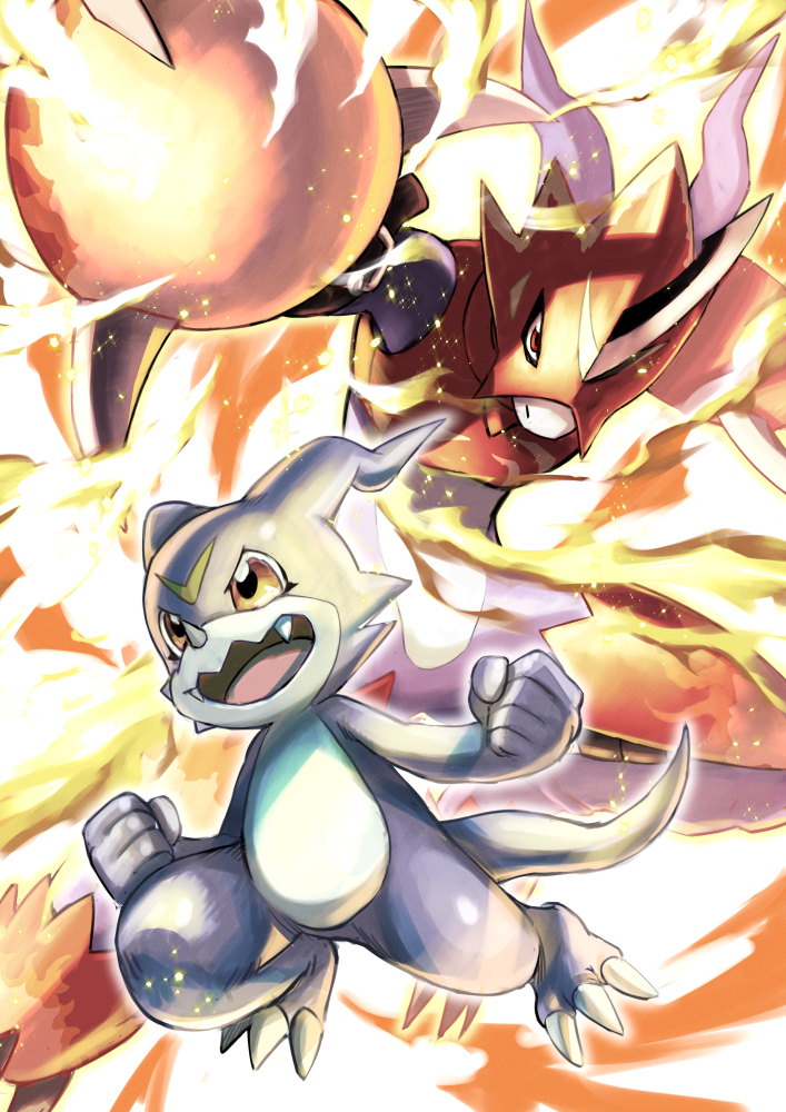 v-mon and fladramon (digimon) drawn by takeuchi_(rtakeuchi1535)