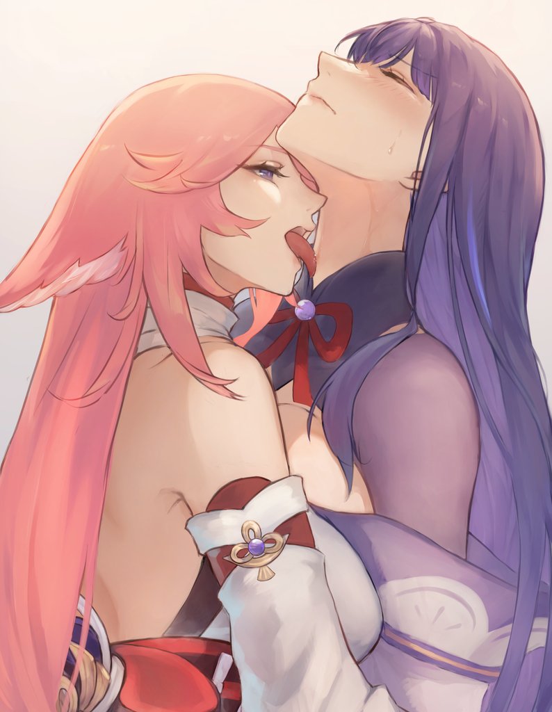 raiden shogun and yae miko (genshin impact) drawn by koko_(koko67956359)