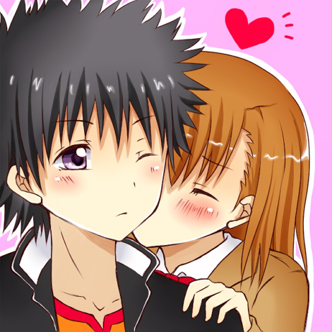misaka mikoto and kamijou touma (toaru majutsu no index and 1 more) drawn by pppi3104