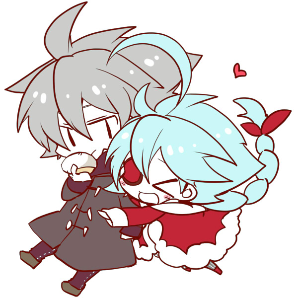ragna the bloodedge and nu-13 (blazblue) drawn by kuro_yuzu