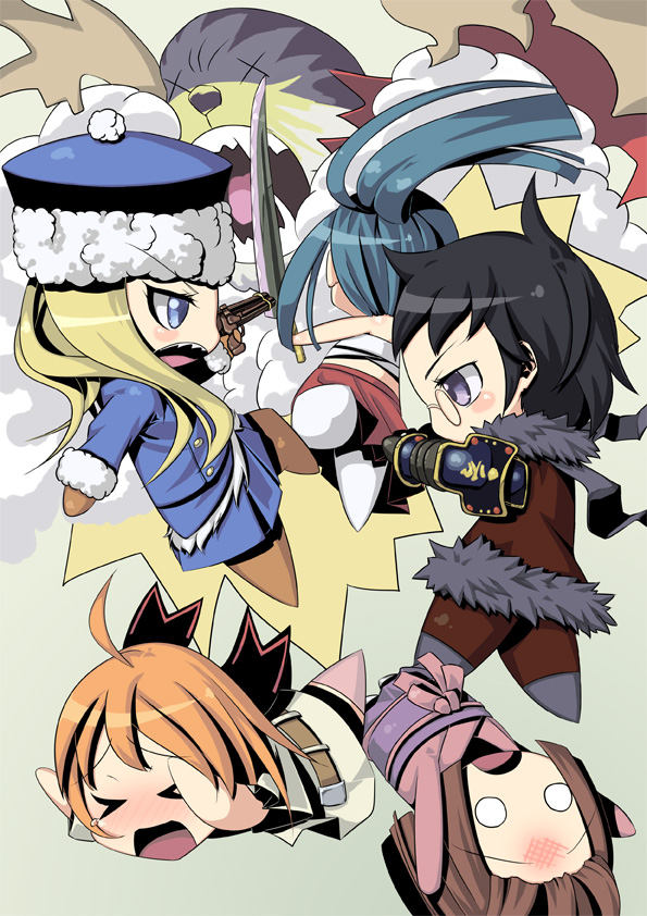 gunner, bushidou, gunner 2, bushidou 2, medic, and 5 more (sekaiju no meikyuu and 1 more) drawn by ninomae_ichijiku