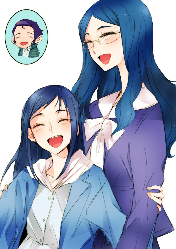 hishikawa rikka, hishikawa ryouko, and hishikawa yuuzou (precure and 1 more) drawn by tima