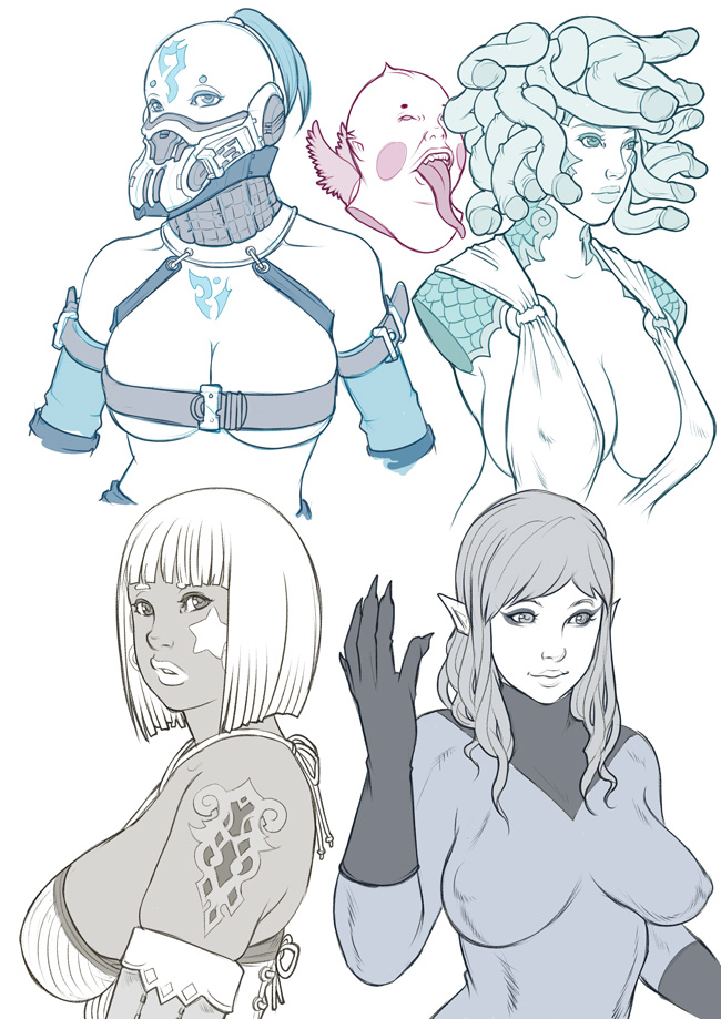 medusa and majin kewpie (original) drawn by kusagami_style