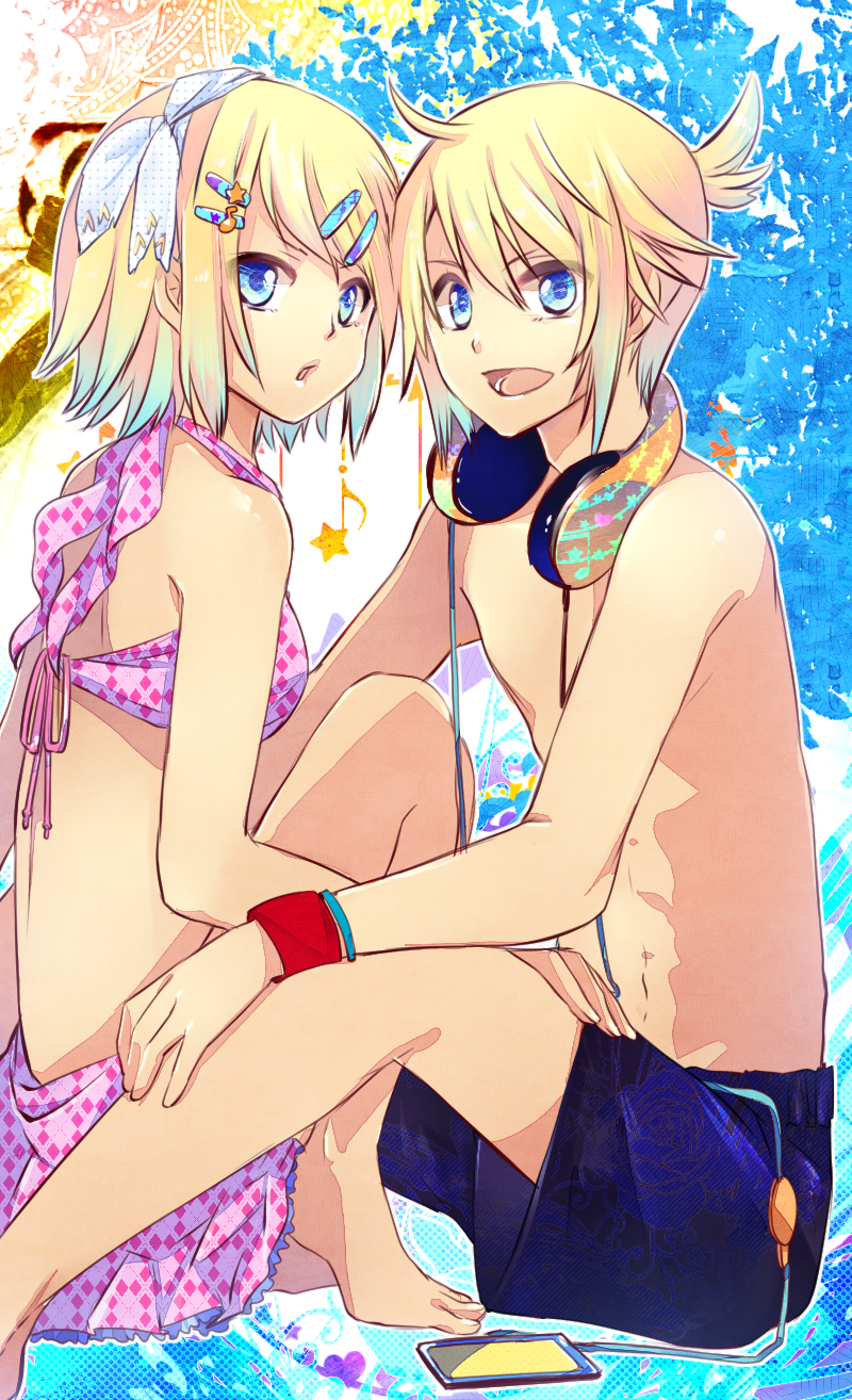 kagamine rin and kagamine len (vocaloid) drawn by kaisaki