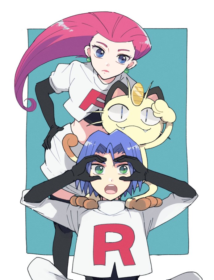 jessie, james, and meowth (pokemon) drawn by atsumi_yoshioka