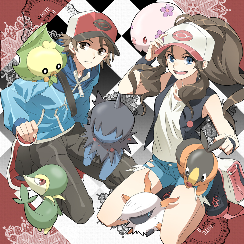 hilda, hilbert, snivy, tepig, munna, and 3 more (pokemon and 1 more) drawn by msmoderato