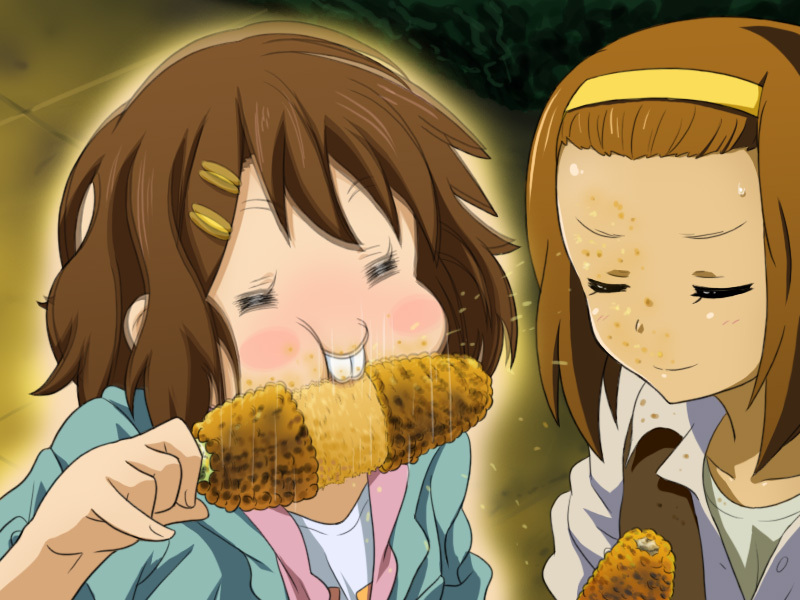 hirasawa yui and tainaka ritsu (k-on!) drawn by mameshiba_(pixiv_59310)