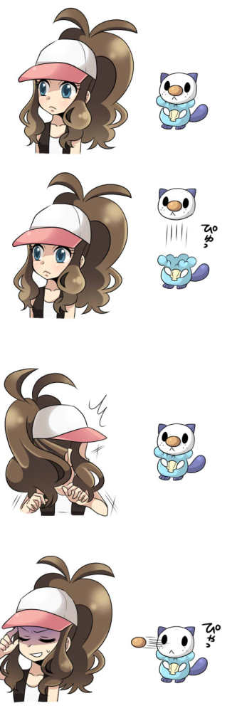 hilda and oshawott (pokemon and 1 more) drawn by ponta_(bokuiki!)