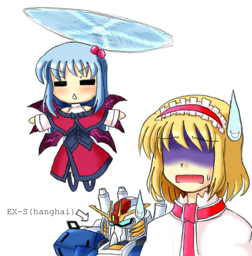 alice margatroid, shanghai doll, shinki, and ex-s gundam (touhou and 2 more) drawn by milen_anessar