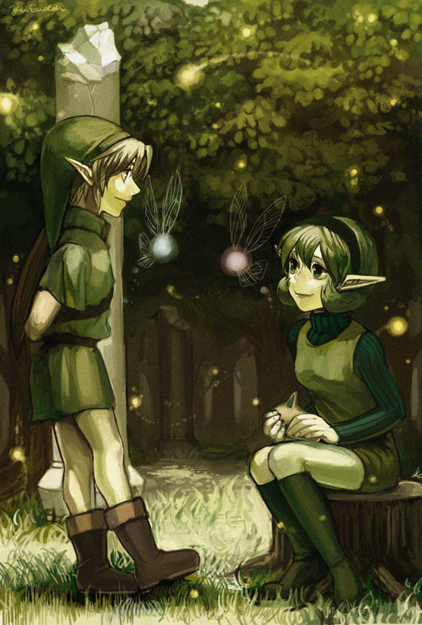 link, navi, and saria (the legend of zelda and 1 more) drawn by endou_yuu