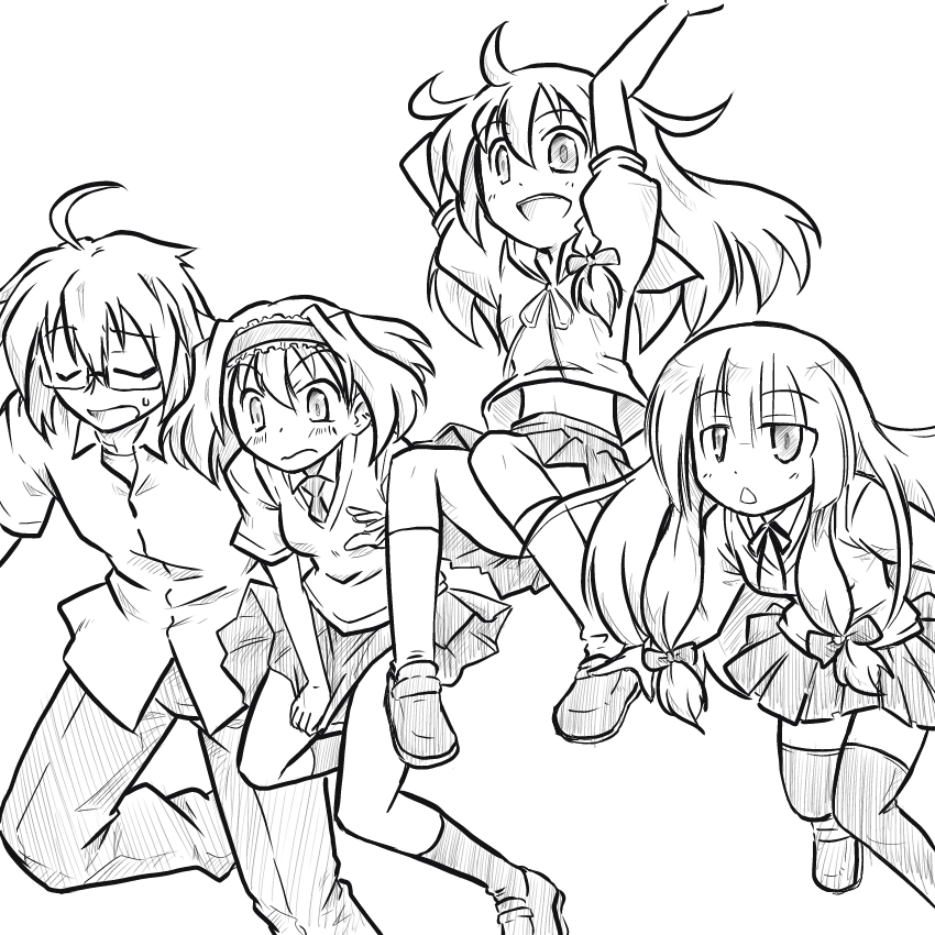 kirisame marisa, alice margatroid, patchouli knowledge, and morichika rinnosuke (touhou) drawn by futa_(nabezoko)