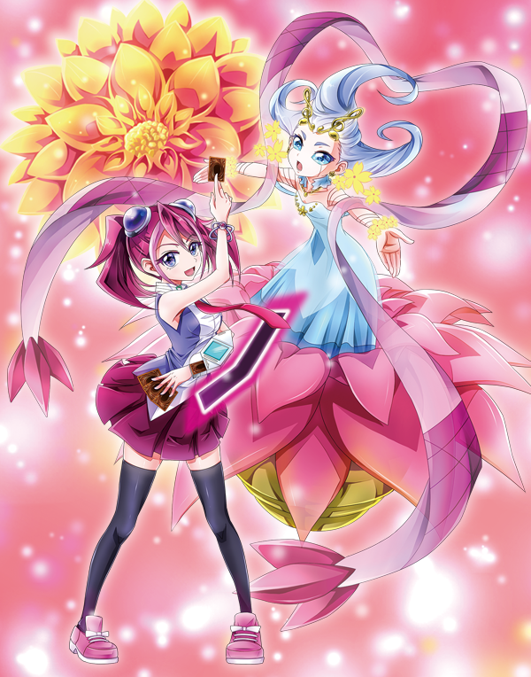 hiiragi yuzu and bloom diva the melodious choir (yu-gi-oh! and 1 more) drawn by chomose