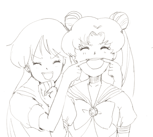 tsukino usagi and hino rei (bishoujo senshi sailor moon) drawn by azuma_yukihiko
