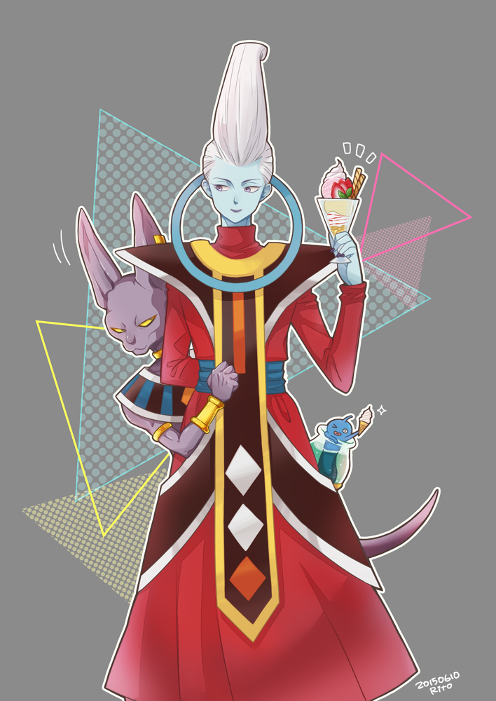 beerus, whis, and yogen-gyo (dragon ball and 2 more) drawn by rito1234