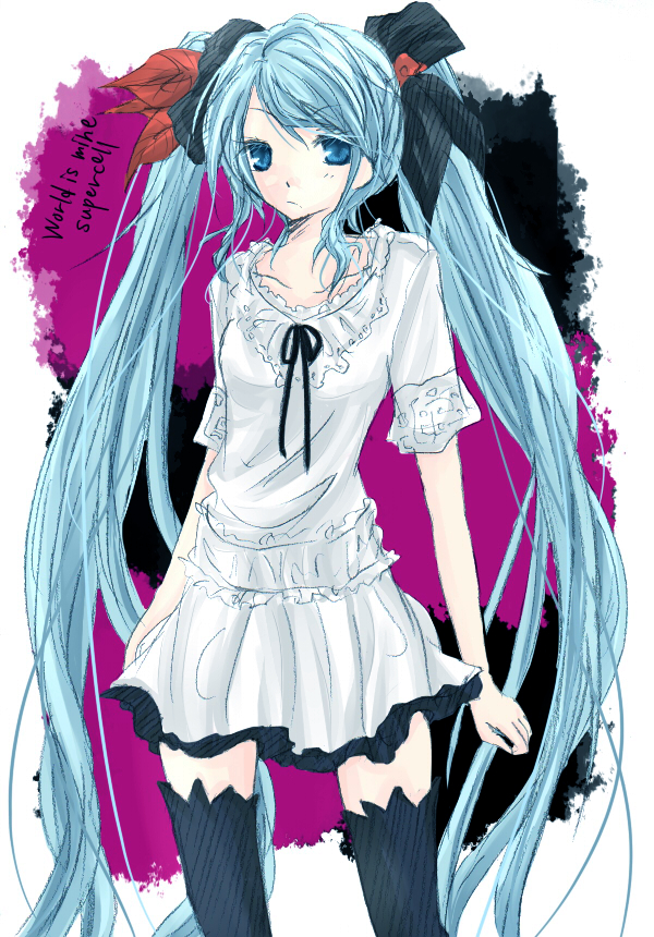 hatsune miku (vocaloid and 1 more) drawn by aheruk