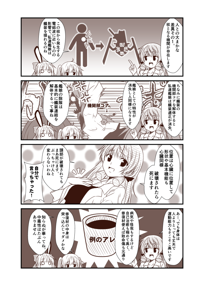 hibiki, inazuma, akashi, yuubari, and plasma-chan (kantai collection) drawn by yua_(checkmate)