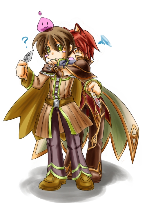 poring and alchemist (ragnarok online) drawn by azlia