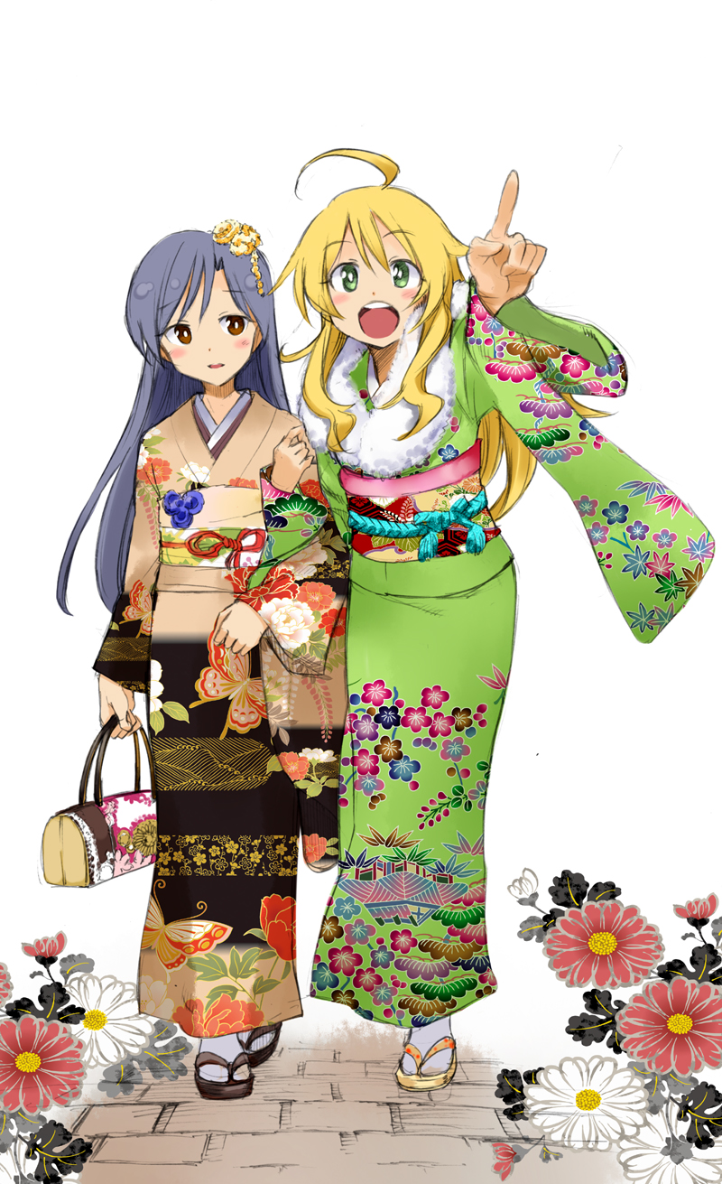 hoshii miki and kisaragi chihaya (idolmaster) drawn by kurose_kousuke