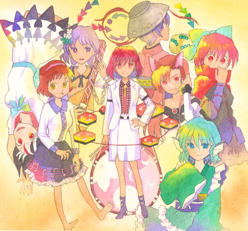 imaizumi kagerou, kijin seija, sekibanki, sukuna shinmyoumaru, wakasagihime, and 3 more (touhou and 1 more) drawn by amano_miyabi