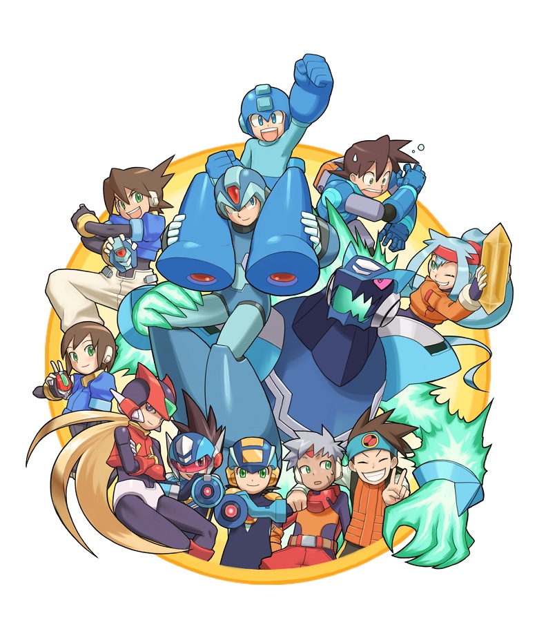 zero, x, aile, mega man, zero(z), and 11 more (mega man and 7 more) drawn by kin_niku