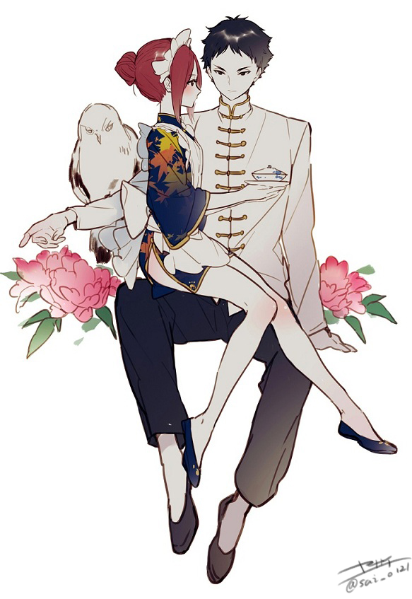 akaashi keiji and shirofuku yukie (haikyuu!!) drawn by yasai_(getsu)
