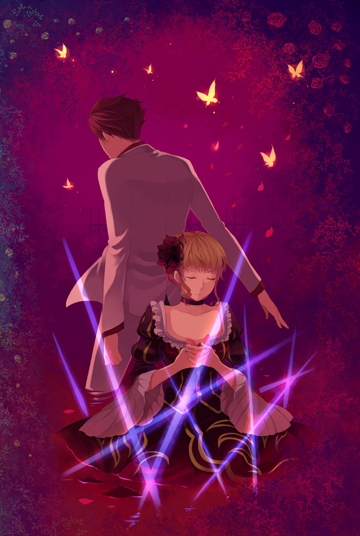 beatrice and ushiromiya battler (umineko no naku koro ni) drawn by hanokage