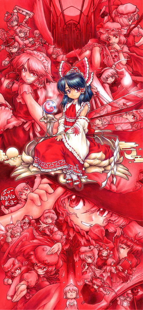 hakurei reimu, kirisame marisa, remilia scarlet, flandre scarlet, izayoi sakuya, and 25 more (touhou and 1 more) drawn by sakura_ni_tsudoishi_legion