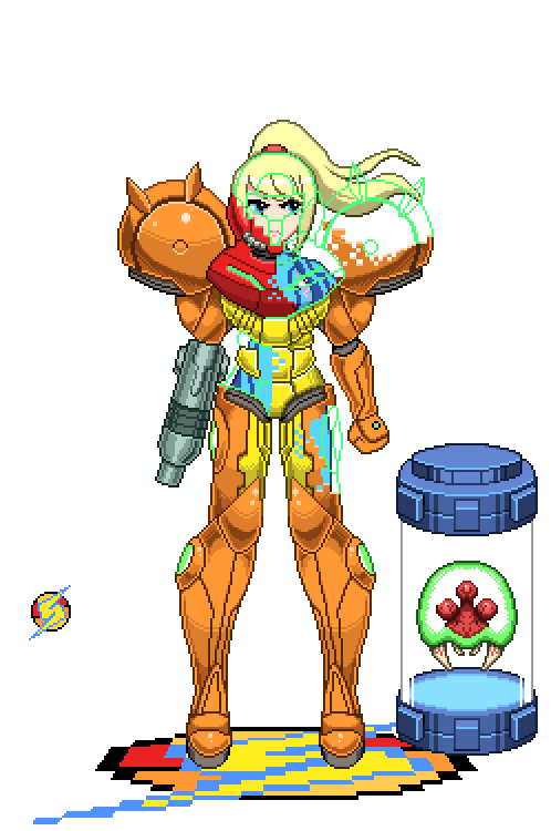 samus aran, metroid, and metroid larva (metroid) drawn by mark_(mark_apilado_5)