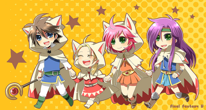 white mage, lenna charlotte tycoon, faris scherwiz, bartz klauser, and krile mayer baldesion (final fantasy and 1 more) drawn by shooting428star