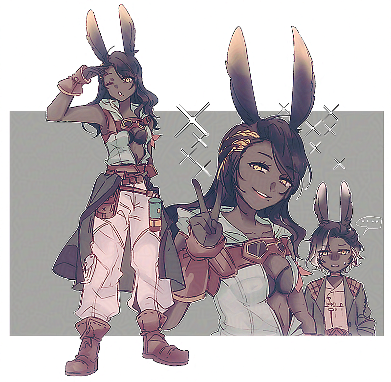 erenville and cahciua (final fantasy and 1 more) drawn by ff14hioo_oo7