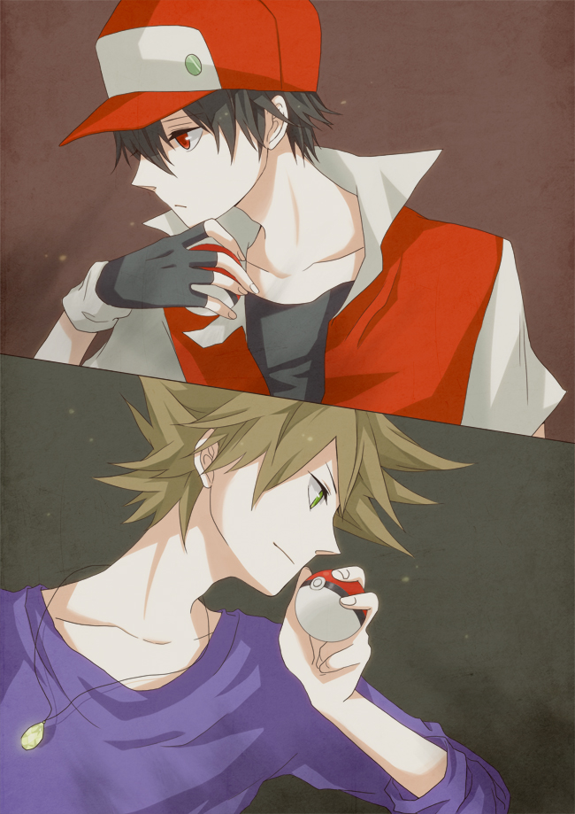 red, blue oak, and pixiv red (pokemon and 1 more) drawn by kuru