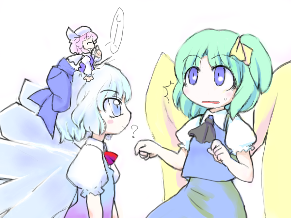 cirno, daiyousei, and letty whiterock (touhou) drawn by sotto