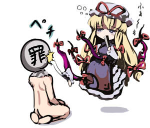 yakumo yukari and sin sack (touhou) drawn by gatau