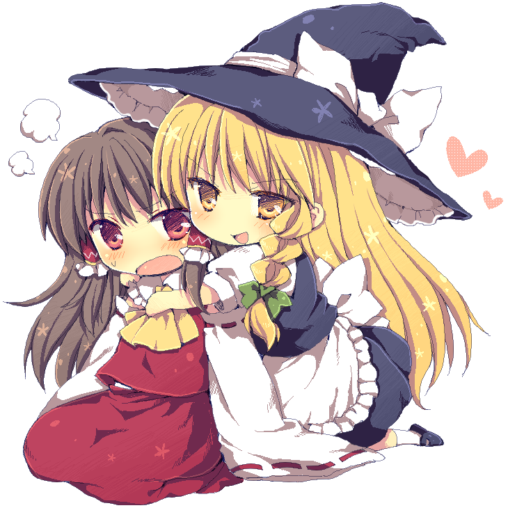 hakurei reimu and kirisame marisa (touhou) drawn by matsusaka_gyuu