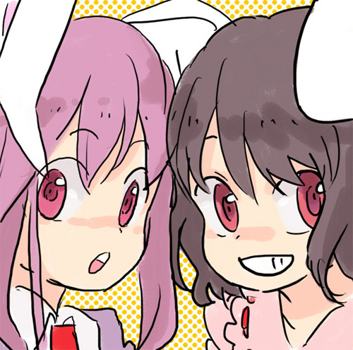 reisen udongein inaba and inaba tewi (touhou) drawn by kazune_(baumkuchen) and mokeo