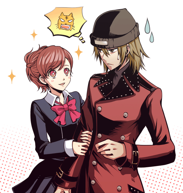 shiomi kotone and aragaki shinjirou (persona and 2 more) drawn by haruta