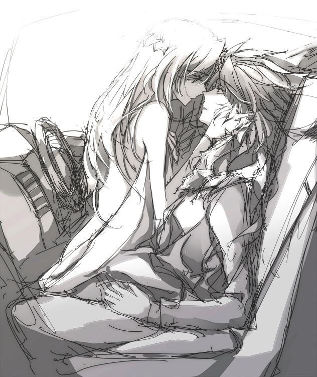 amou kanade and serena cadenzavna eve (senki zesshou symphogear) drawn by rhapsode