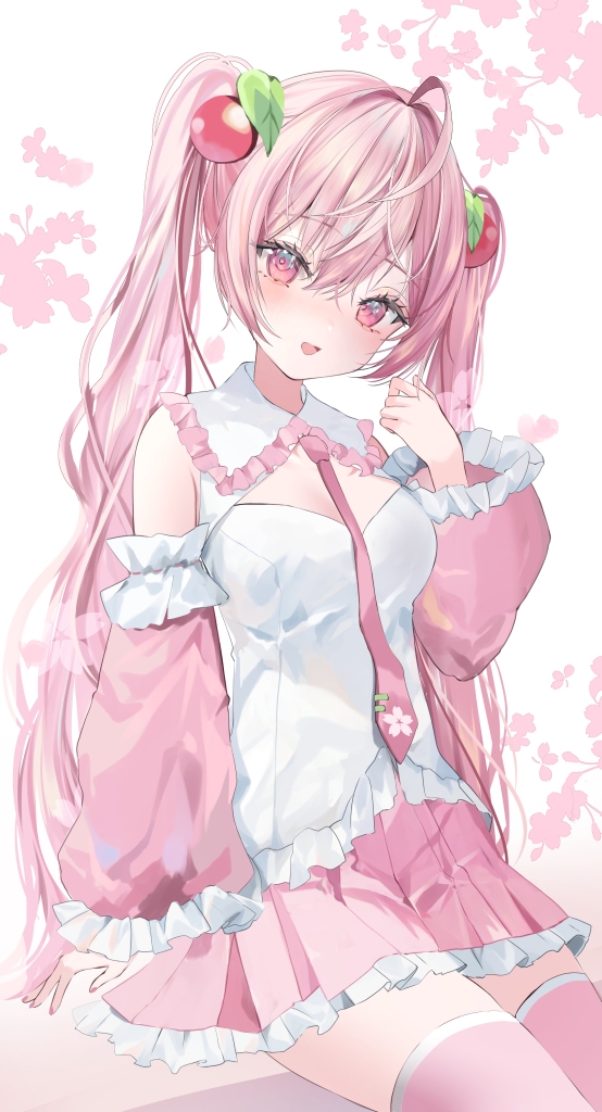 hatsune miku and sakura miku (vocaloid) drawn by moemoepiano