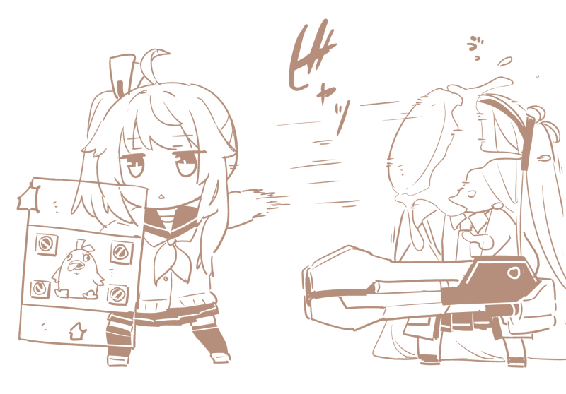 aris, natsu, and peroro (blue archive) drawn by raigou