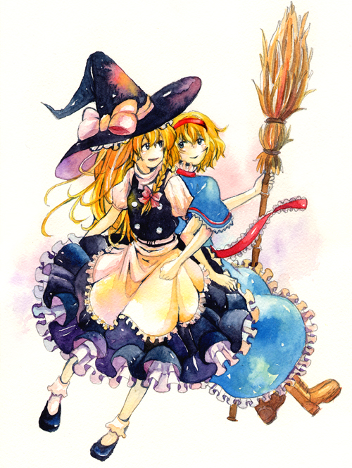 kirisame marisa and alice margatroid (touhou) drawn by nanafume