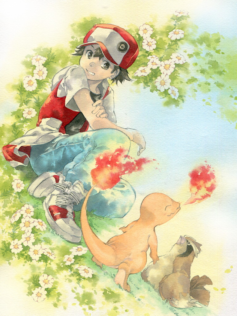 red, charmander, and pidgey (pokemon and 1 more) drawn by issun_boushi_(ilmtkimoti)