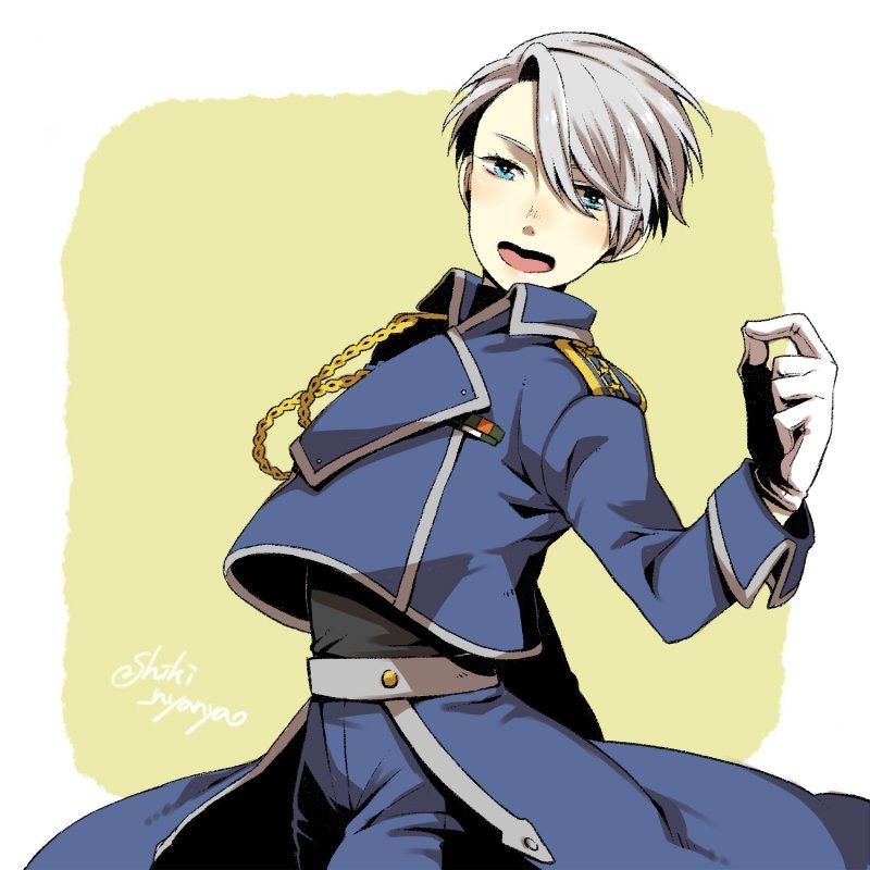 viktor nikiforov and roy mustang (fullmetal alchemist and 1 more) drawn by shiki_(hubin)