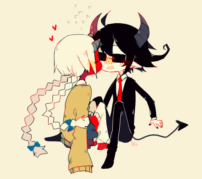 glasses and kiku (funamusea and 1 more) drawn by sakiroll