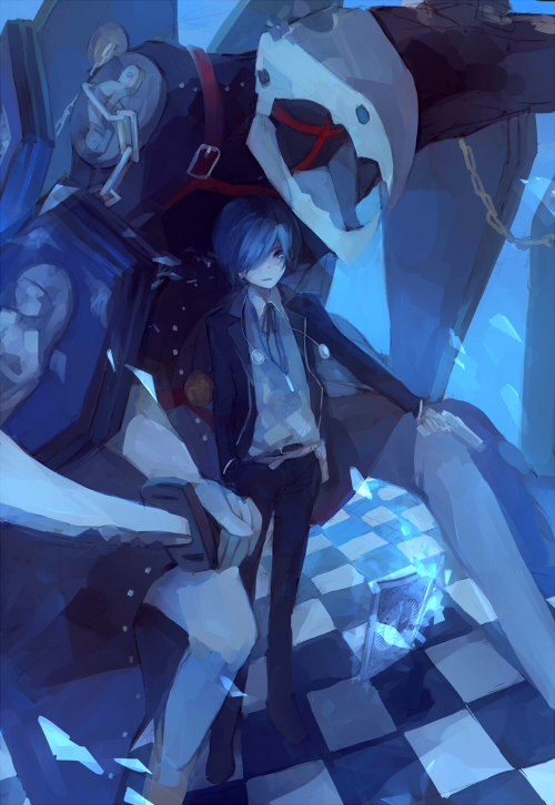 yuuki makoto and thanatos (persona and 1 more) drawn by shrie