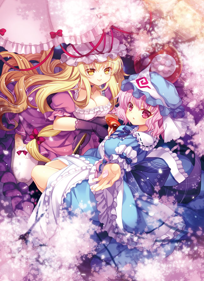 yakumo yukari and saigyouji yuyuko (touhou) drawn by capura_lin
