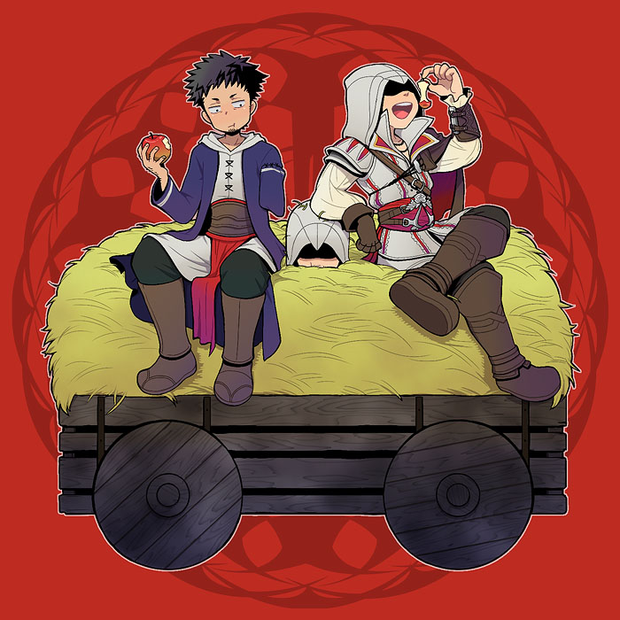 ezio auditore da firenze, altair ibn la-ahad, and malik al-sayf (assassin's creed ii and 1 more) drawn by togatsuko