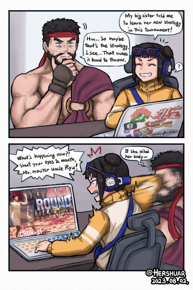 chun-li, ryu, and li-fen (street fighter and 1 more) drawn by hershuar