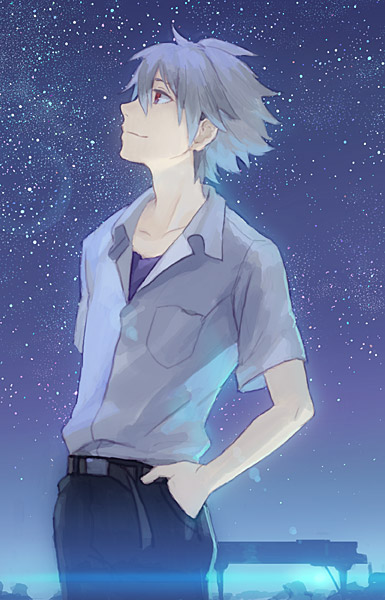 nagisa kaworu (neon genesis evangelion and 2 more) drawn by hiko_(scape)